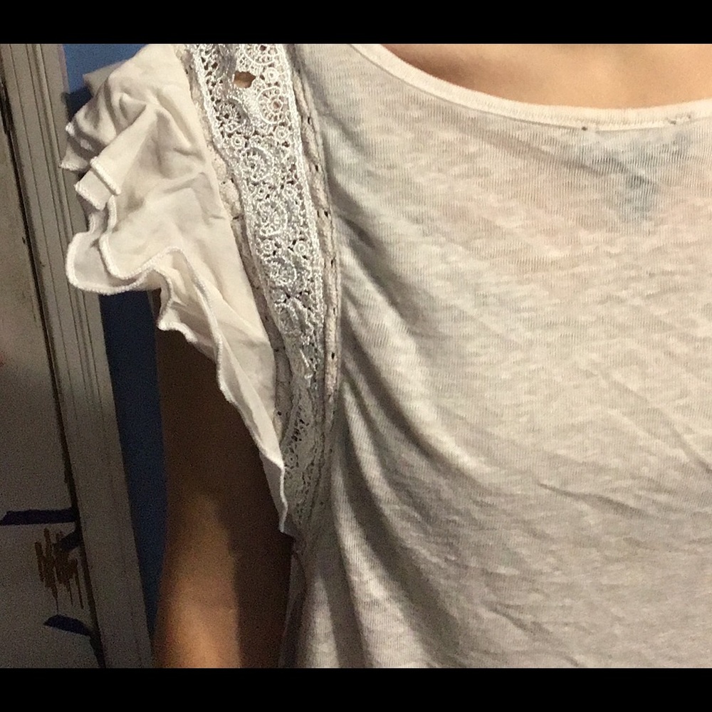 White Ruffle Sleeve Top - Picture 2 of 3